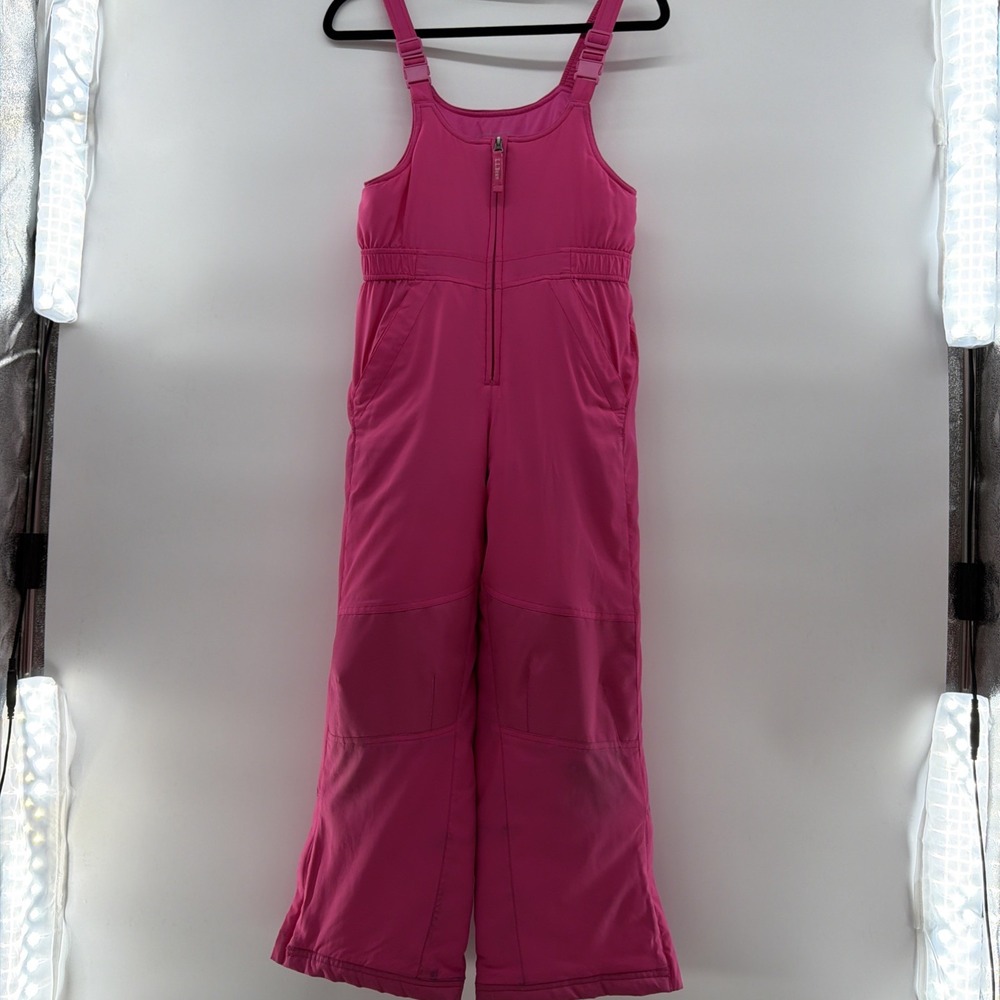 LL Bean Kids Bright Pink Thinsulate Snow Bibs Overalls Size 10 289103